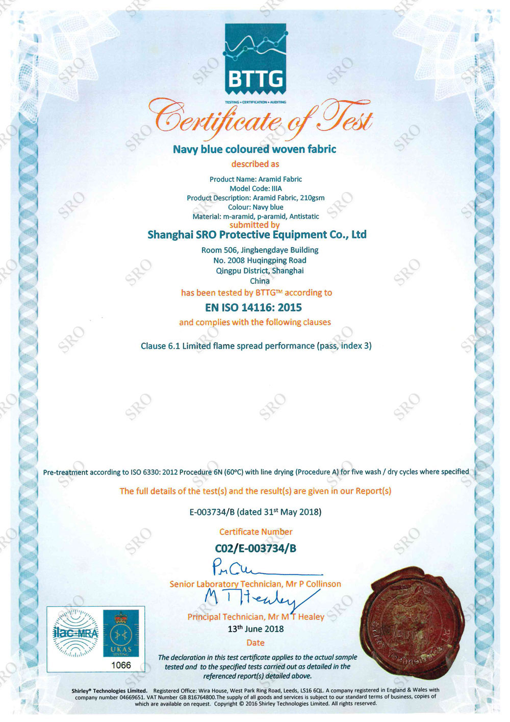 Test-certificate-Navy-blue-coloured-woven-fabric